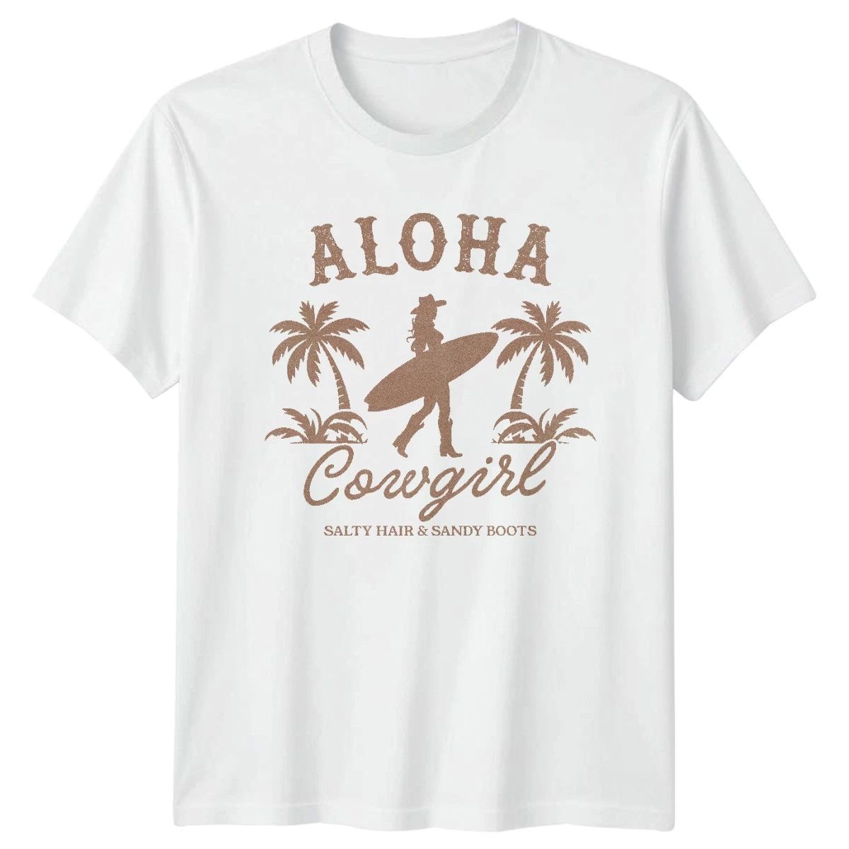 Aloha Cowgirl Salty Hair Sandy Boots Western Surfing Mens Womens Graphic Tee Unisex T-shirt, Sweatshirt, Hoodie, Long Sleeve Tee - T-Shirt, Sweatshirt, Hoodie