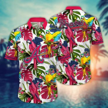Atlanta Braves Parrot Paradise Hawaiian Shirt Unisex T-shirt, Sweatshirt, Hoodie, Long Sleeve Tee - T-Shirt, Sweatshirt, Hoodie