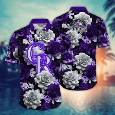 Colorado Rockies Rose Bloom Hawaiian Shirt Unisex T-shirt, Sweatshirt, Hoodie, Long Sleeve Tee - T-Shirt, Sweatshirt, Hoodie
