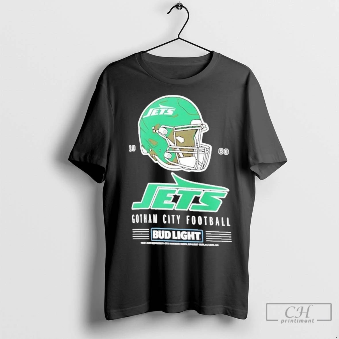 Premium Bud Light X New York Jets Gotham City Football Helmet Unisex T-shirt, Sweatshirt, Hoodie, Long Sleeve Tee - T-Shirt, Sweatshirt, Hoodie