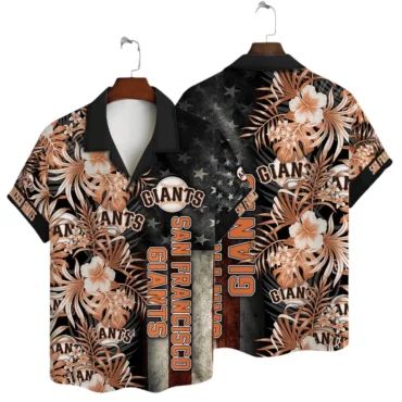 San Francisco Giants Patriot Floral Hawaiian Shirt Unisex T-shirt, Sweatshirt, Hoodie, Long Sleeve Tee - T-Shirt, Sweatshirt, Hoodie