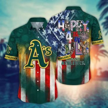 Oakland Athletics 4th of July Hawaiian Shirt Unisex T-shirt, Sweatshirt, Hoodie, Long Sleeve Tee - T-Shirt, Sweatshirt, Hoodie