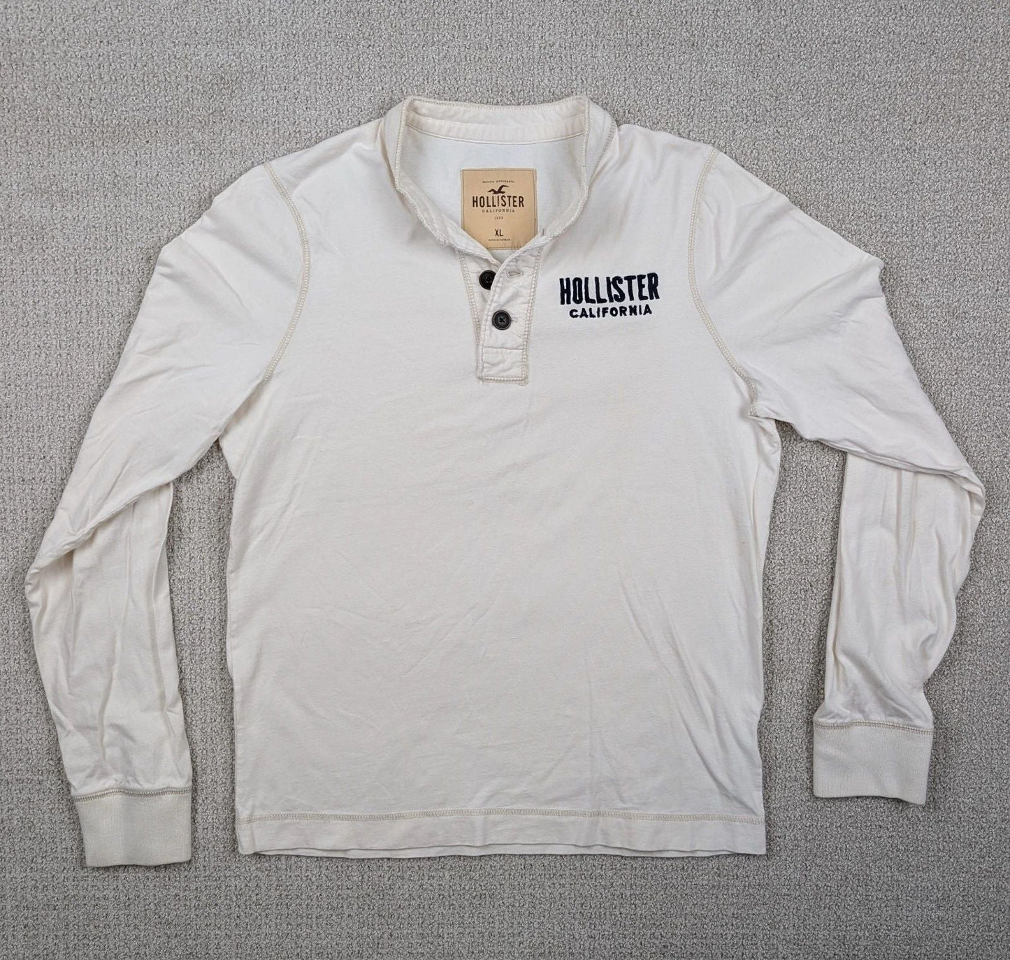 Vtg Y2K Hollister Henley Shirt Mens XL Spellout Preppy Academia Surfer Logo Unisex T-shirt, Sweatshirt, Hoodie, Long Sleeve Tee - T-Shirt, Sweatshirt, Hoodie
