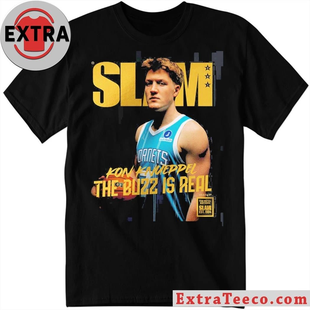 Kon Knueppel Charlotte Hornets SLAM 261 Cover The Buzz Is Real Gold Metal 2026 T-Shirt Unisex T-shirt, Sweatshirt, Hoodie, Long Sleeve Tee - T-Shirt, Sweatshirt, Hoodie