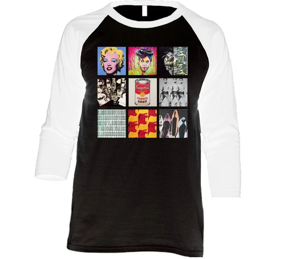Andy Warhol Art Paintings Trendy Artsy Raglan 3/4 Sleeve Shirt Unisex T-shirt, Sweatshirt, Hoodie, Long Sleeve Tee - T-Shirt, Sweatshirt, Hoodie