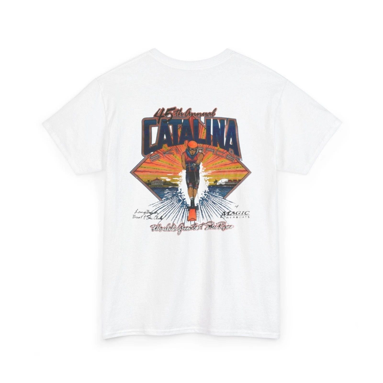 Vintage 1993 Catalina 45th annual Water Ski Race Tee, Long Beach Boat & Ski Club Unisex T-shirt, Sweatshirt, Hoodie, Long Sleeve Tee - T-Shirt, Sweatshirt, Hoodie