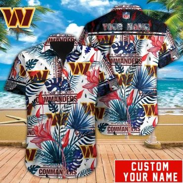 Personalized Washington Commanders Tropical Fan Hawaiian Shirt Unisex T-shirt, Sweatshirt, Hoodie, Long Sleeve Tee - T-Shirt, Sweatshirt, Hoodie