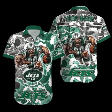 Personalized New York Jets Storm Camo Hawaiian Shirt Unisex T-shirt, Sweatshirt, Hoodie, Long Sleeve Tee - T-Shirt, Sweatshirt, Hoodie