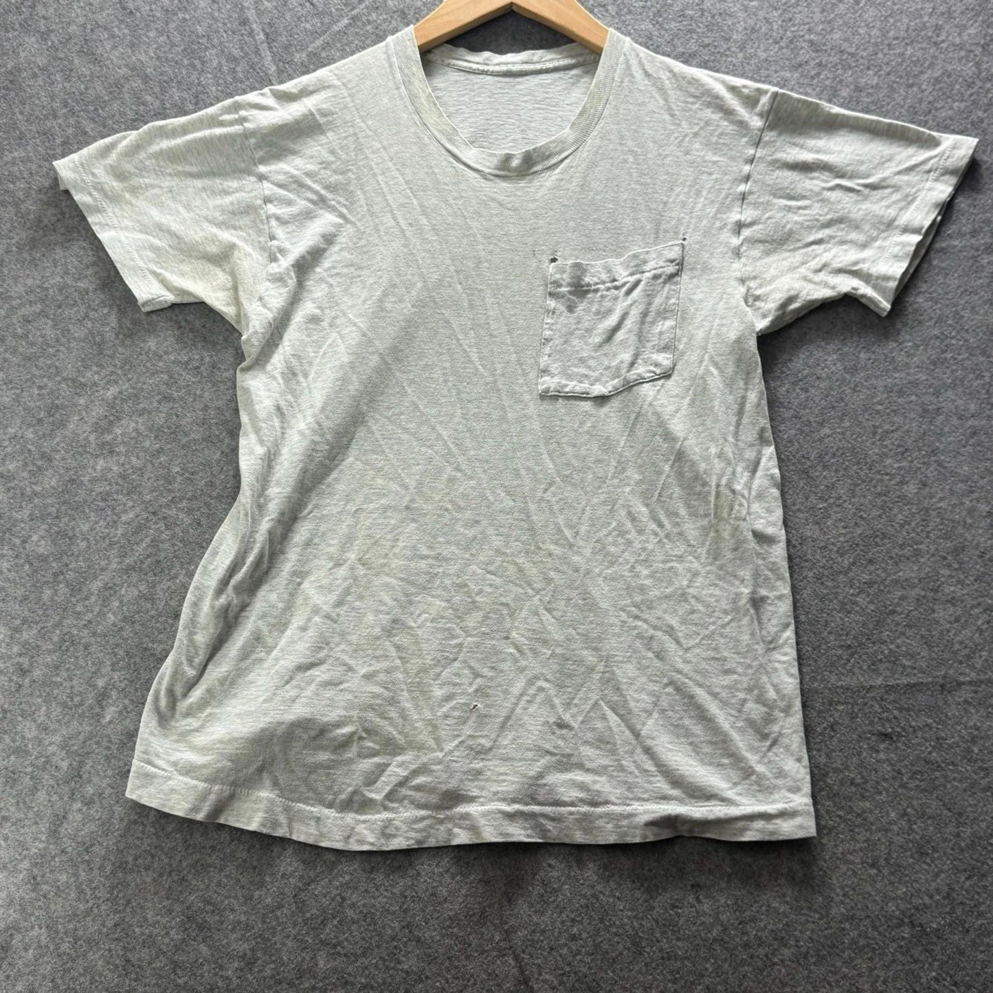 Vintage SS Shirt Mens M Gray Pocket Tee Crewneck Jersey Tagless Blank Paper Thin Unisex T-shirt, Sweatshirt, Hoodie, Long Sleeve Tee - T-Shirt, Sweatshirt, Hoodie