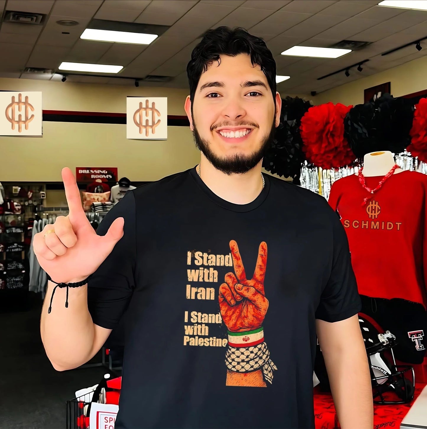 I stand with Iran I stand with Palestine hand gesture shirt Unisex T-shirt, Sweatshirt, Hoodie, Long Sleeve Tee - T-Shirt, Sweatshirt, Hoodie