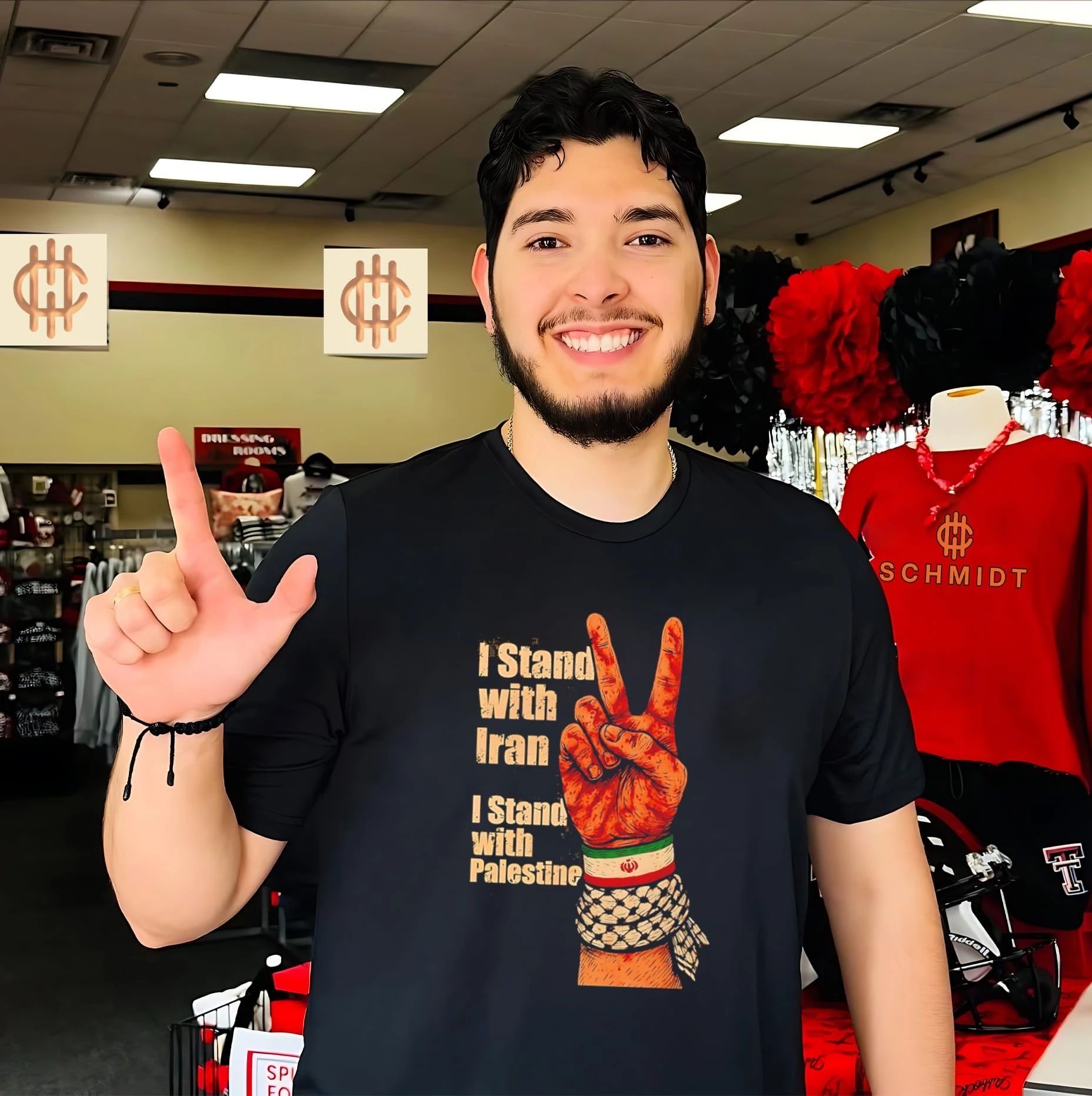 I stand with Iran I stand with Palestine hand gesture shirt Unisex T-shirt, Sweatshirt, Hoodie, Long Sleeve Tee - T-Shirt, Sweatshirt, Hoodie