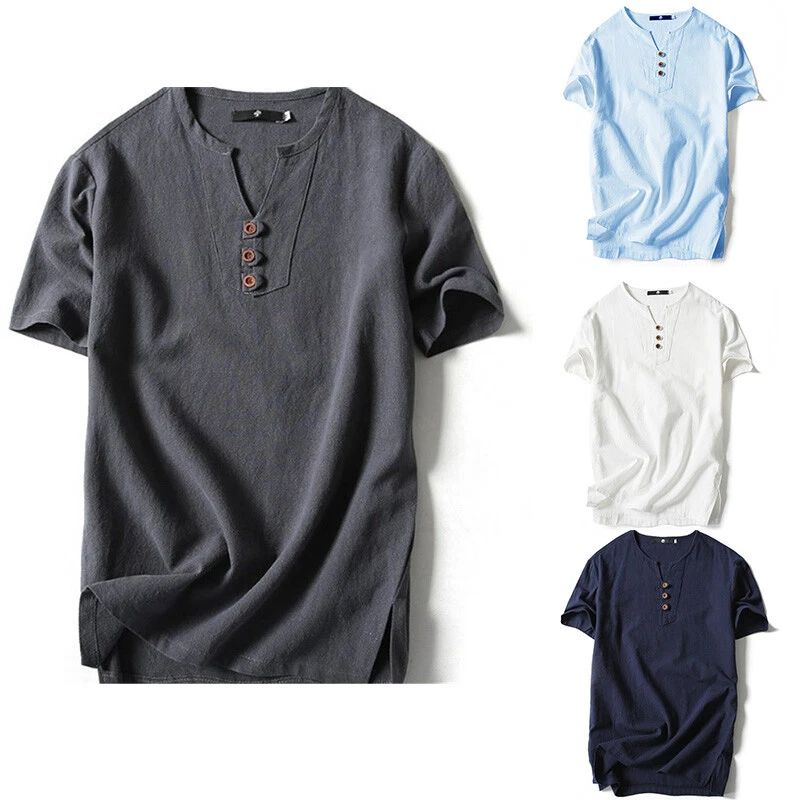 Short sleeve Short-Sleeved T-shirt Retro Sleeves Trendy Cotton Menswear Linen Unisex T-shirt, Sweatshirt, Hoodie, Long Sleeve Tee - T-Shirt, Sweatshirt, Hoodie