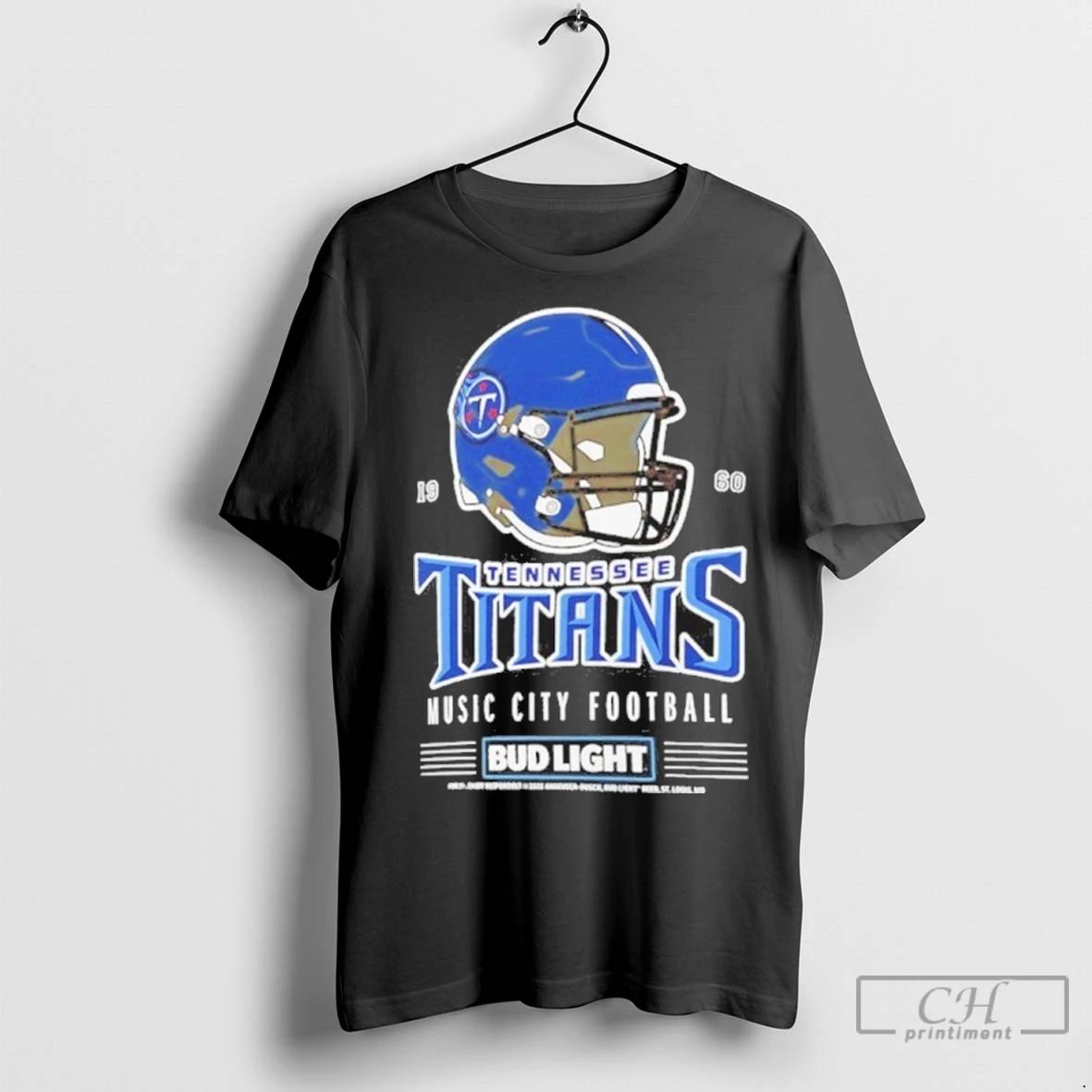 Premium Bud Light X Tennessee Titans Music City Football Helmet Unisex T-shirt, Sweatshirt, Hoodie, Long Sleeve Tee - T-Shirt, Sweatshirt, Hoodie