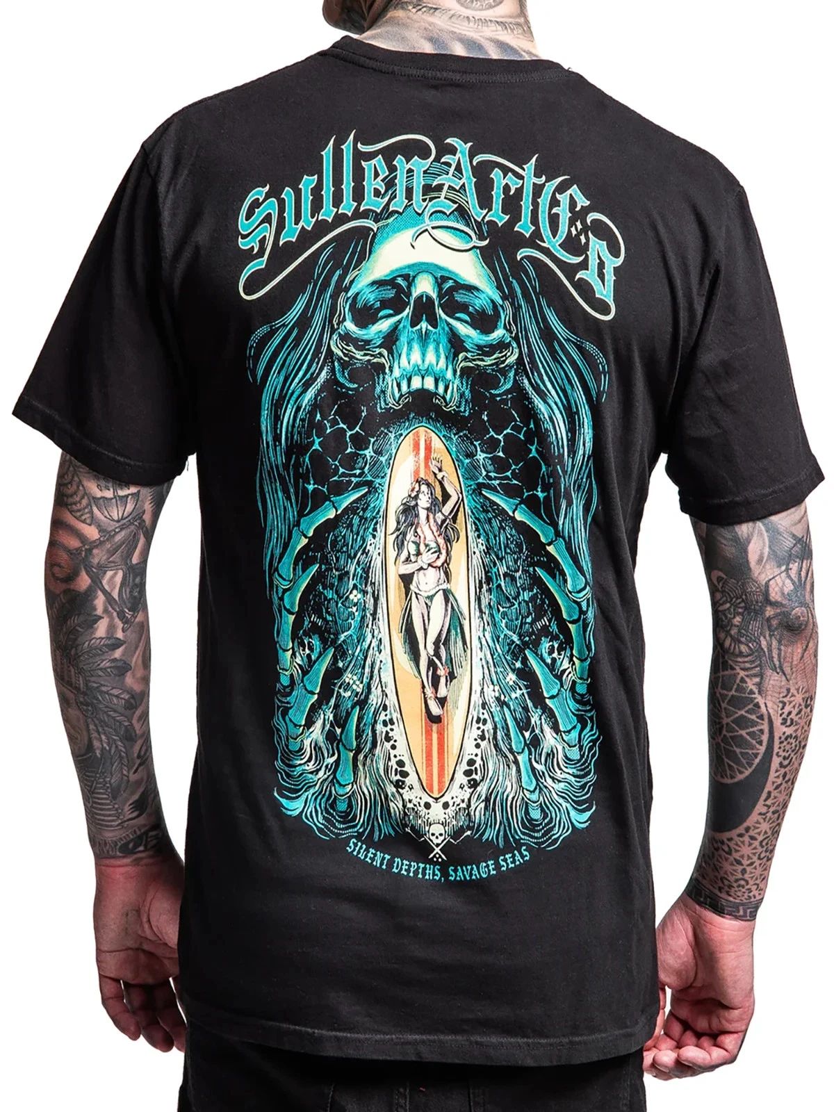 Sullen Men's Silent Depths Short Sleeve Premium T-shirt Surfer Girl Skull Tee Unisex T-shirt, Sweatshirt, Hoodie, Long Sleeve Tee - T-Shirt, Sweatshirt, Hoodie
