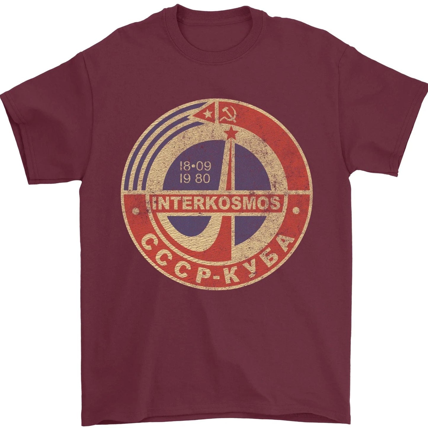 INTERKOSMOS Logo CCCP Soviet Space USSR Mens T-Shirt 100% Cotton Unisex T-shirt, Sweatshirt, Hoodie, Long Sleeve Tee - T-Shirt, Sweatshirt, Hoodie