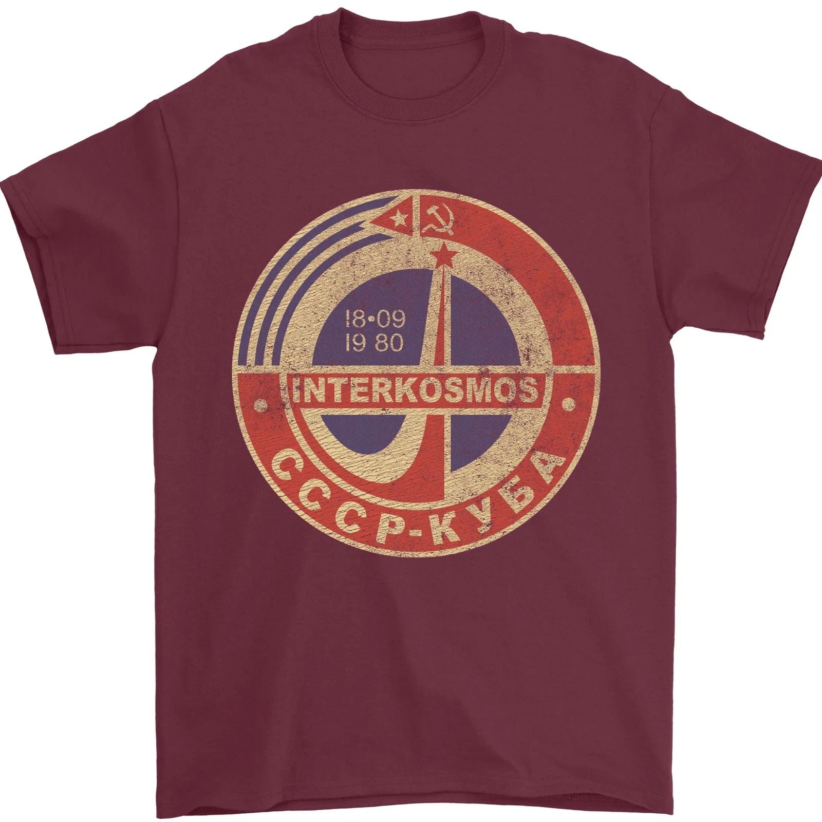 INTERKOSMOS Logo CCCP Soviet Space USSR Mens T-Shirt 100% Cotton Unisex T-shirt, Sweatshirt, Hoodie, Long Sleeve Tee - T-Shirt, Sweatshirt, Hoodie