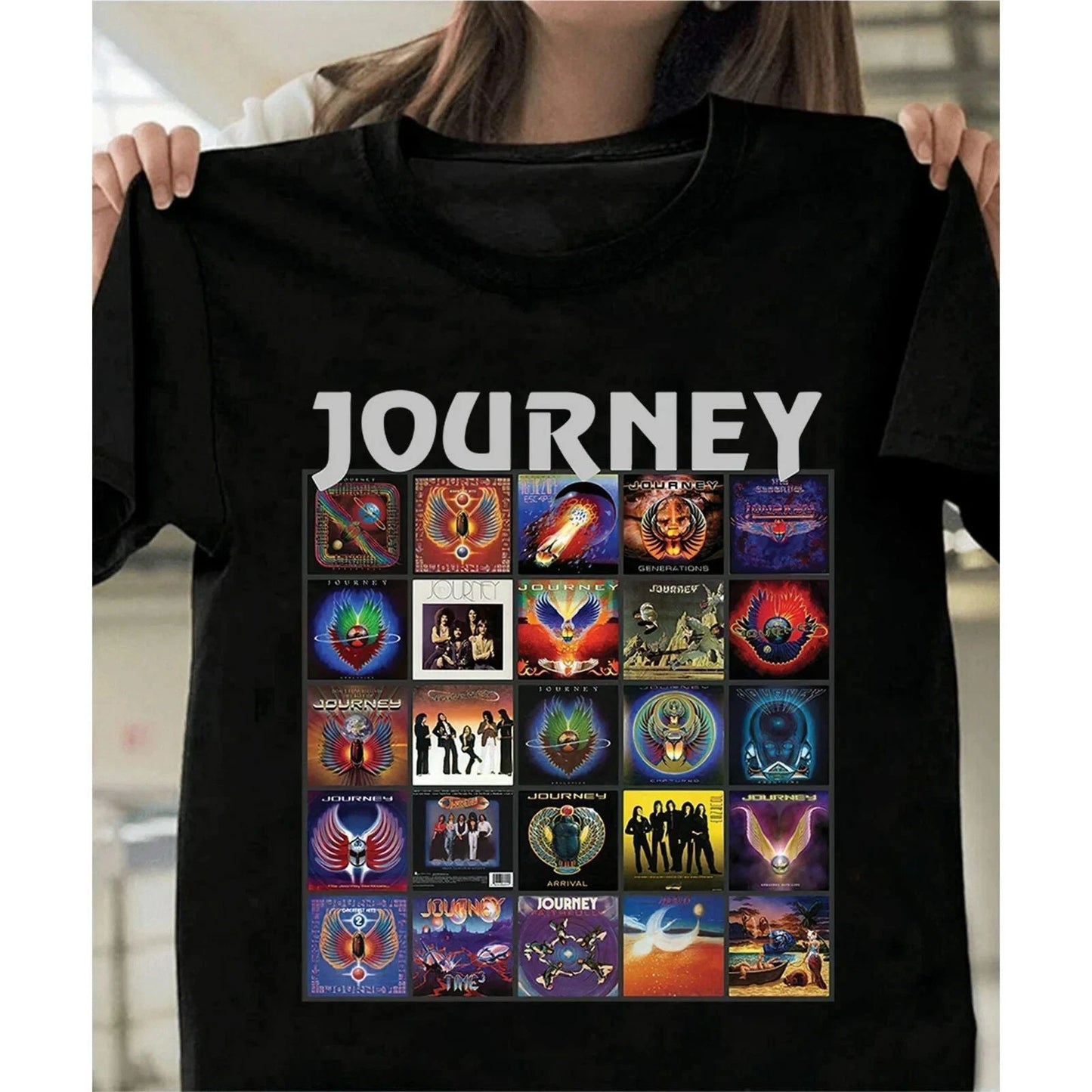 Journey Band Collection Album Gift For Fan Full Size T-shirt Unisex T-shirt, Sweatshirt, Hoodie, Long Sleeve Tee - T-Shirt, Sweatshirt, Hoodie