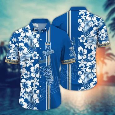 Kansas City Royals Floral Waves Hawaiian Shirt Unisex T-shirt, Sweatshirt, Hoodie, Long Sleeve Tee - T-Shirt, Sweatshirt, Hoodie