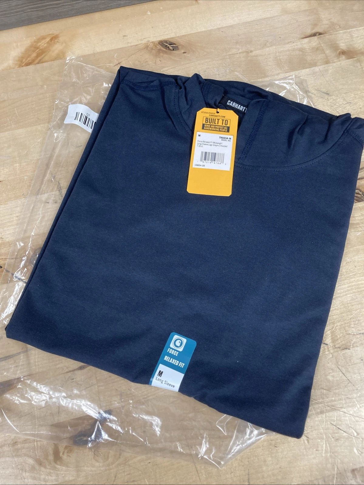Carhartt Mens Force Relaxed Fit Long Sleeve Logo Hooded Shirt Size M Navy New Unisex T-shirt, Sweatshirt, Hoodie, Long Sleeve Tee - T-Shirt, Sweatshirt, Hoodie