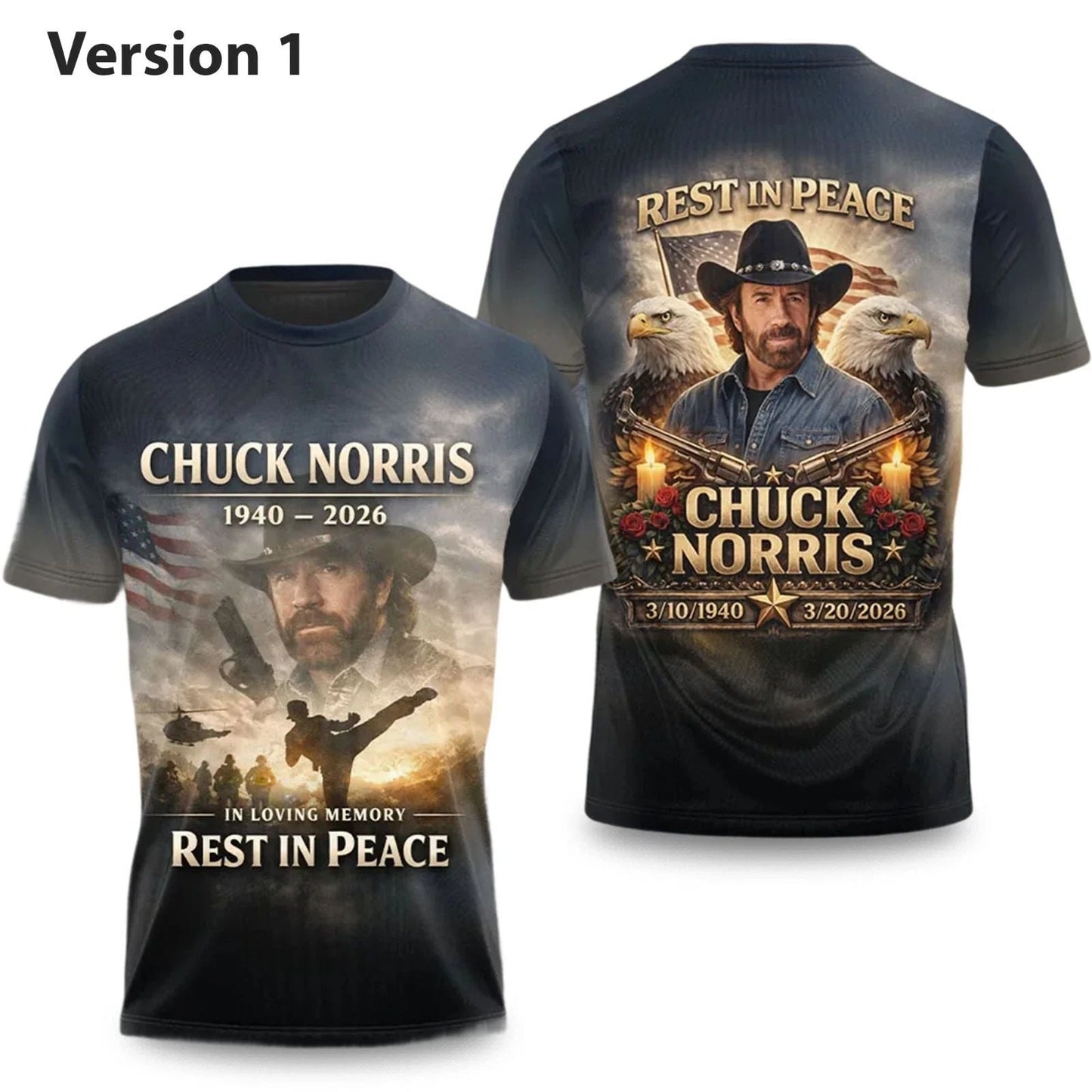 R.I.P Chuck Norris Thank You For The Memories Shirt  ND382 Unisex T-shirt, Sweatshirt, Hoodie, Long Sleeve Tee - T-Shirt, Sweatshirt, Hoodie