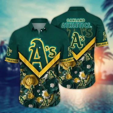 Oakland Athletics Chevron Bloom Hawaiian Shirt Unisex T-shirt, Sweatshirt, Hoodie, Long Sleeve Tee - T-Shirt, Sweatshirt, Hoodie