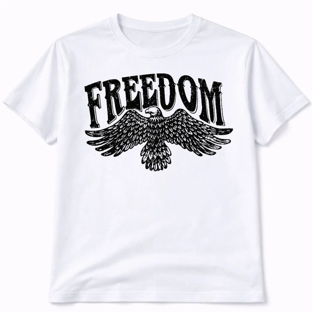Freedom Eagle Graphic T Shirt Trendy Western Style Tee Mens Gifts White Unisex T-shirt, Sweatshirt, Hoodie, Long Sleeve Tee - T-Shirt, Sweatshirt, Hoodie