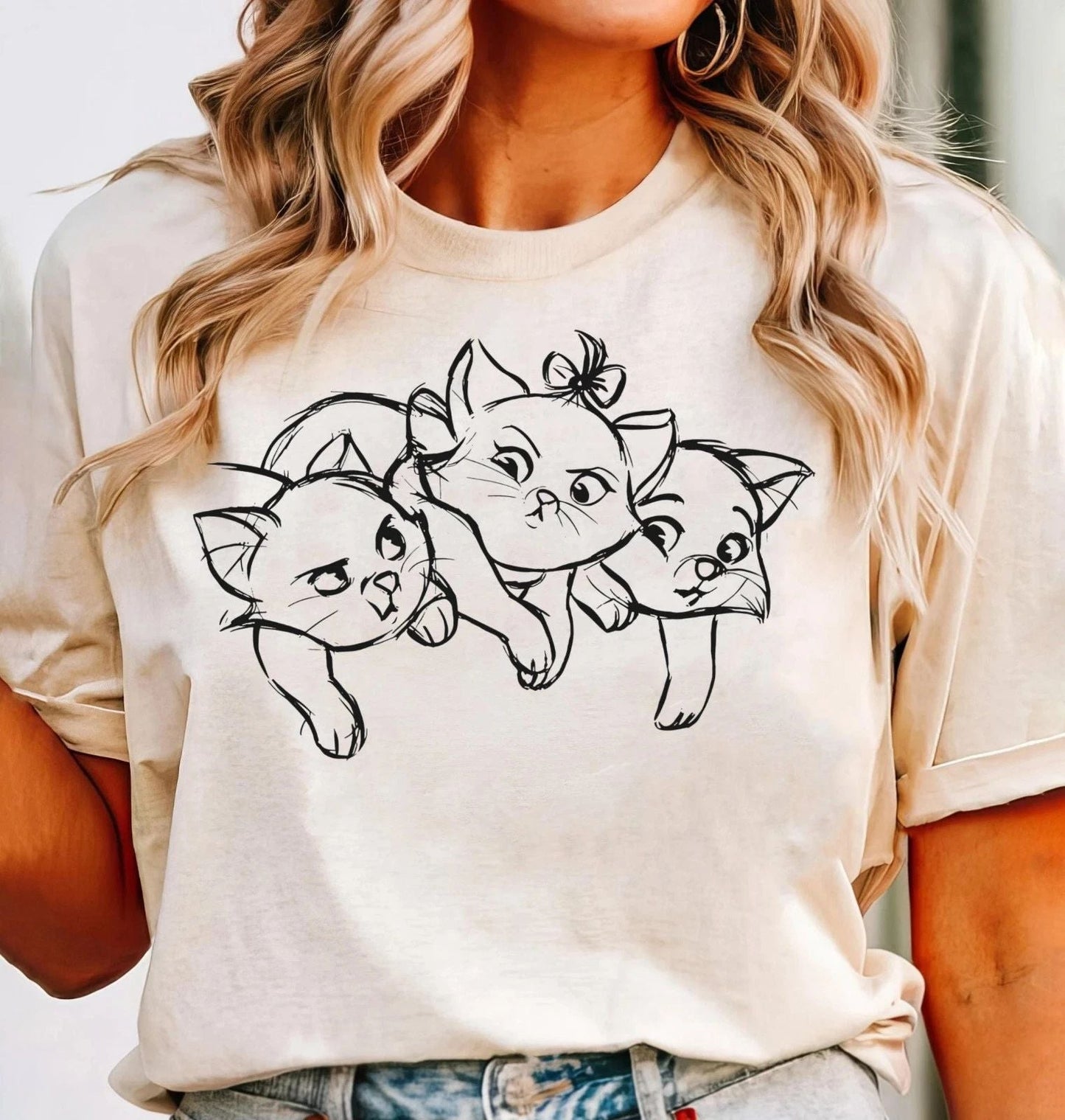 Cute The Aristocats Marie Toulouse Berlioz Sketch Shirt, Cat Lover T-shir Unisex T-shirt, Sweatshirt, Hoodie, Long Sleeve Tee - T-Shirt, Sweatshirt, Hoodie