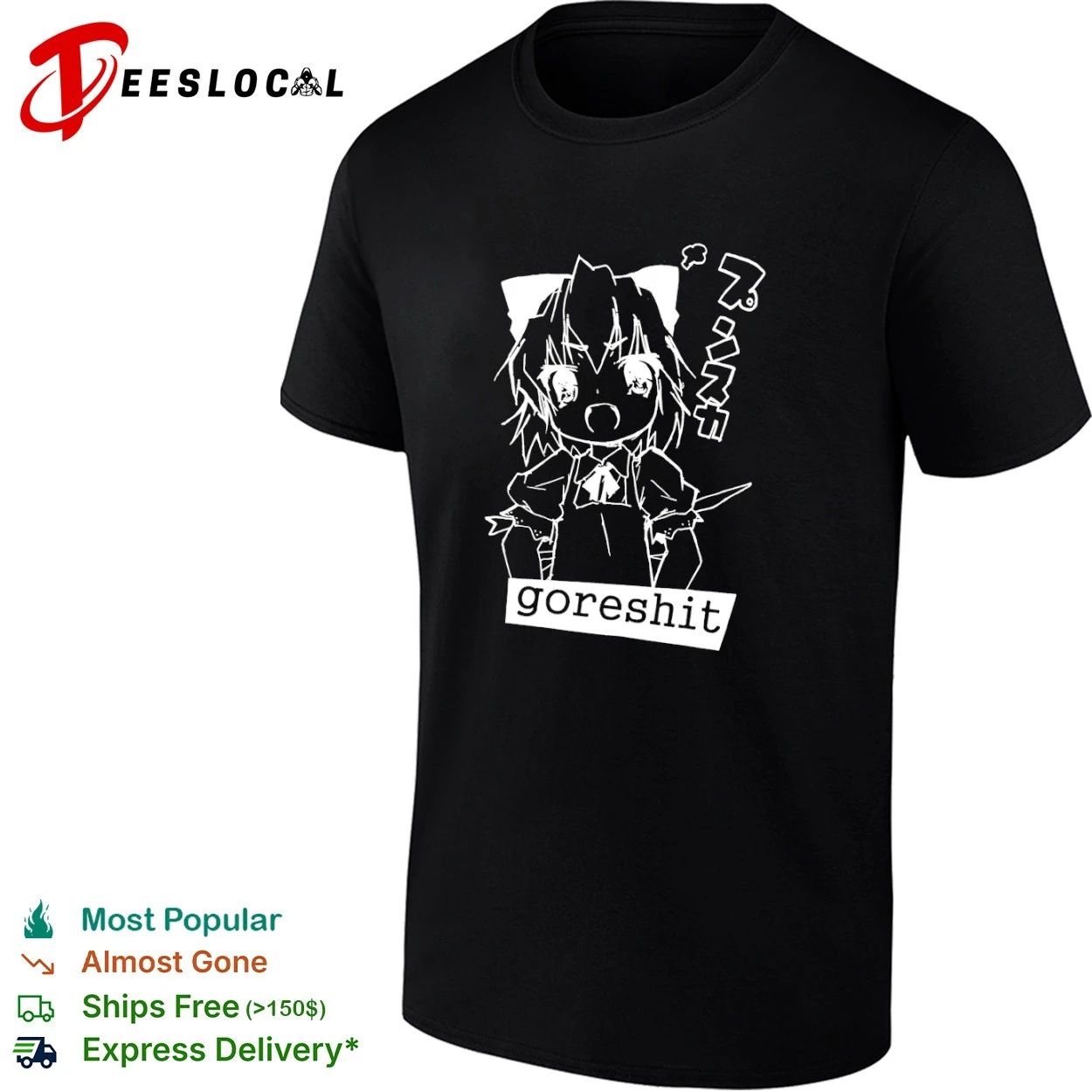 Goreshit Anime Girl breakcore electronic T-shirt Unisex T-shirt, Sweatshirt, Hoodie, Long Sleeve Tee - T-Shirt, Sweatshirt, Hoodie