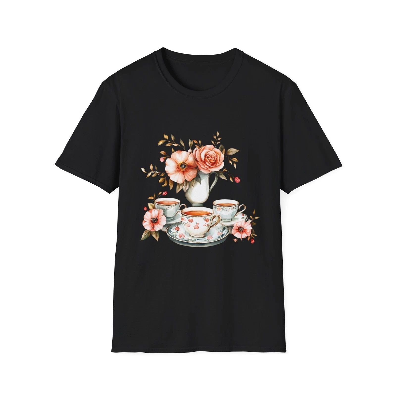 Floral Tea Party T-Shirt | Cute Gifts, Daily Wear, Tea Lovers, Spring Fashion, Unisex T-shirt, Sweatshirt, Hoodie, Long Sleeve Tee - T-Shirt, Sweatshirt, Hoodie