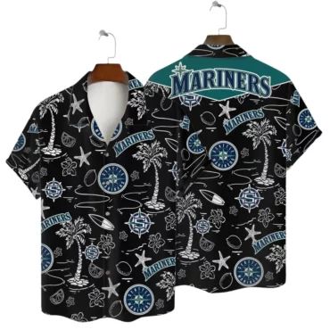 Seattle Mariners Ocean Palms Hawaiian Shirt Unisex T-shirt, Sweatshirt, Hoodie, Long Sleeve Tee - T-Shirt, Sweatshirt, Hoodie