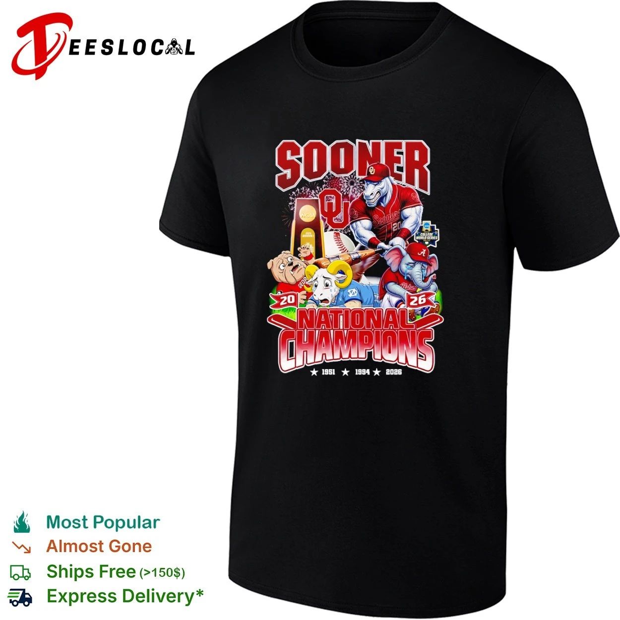 Sooner National Champions 1951 1994 2026 T-shirt Unisex T-shirt, Sweatshirt, Hoodie, Long Sleeve Tee - T-Shirt, Sweatshirt, Hoodie