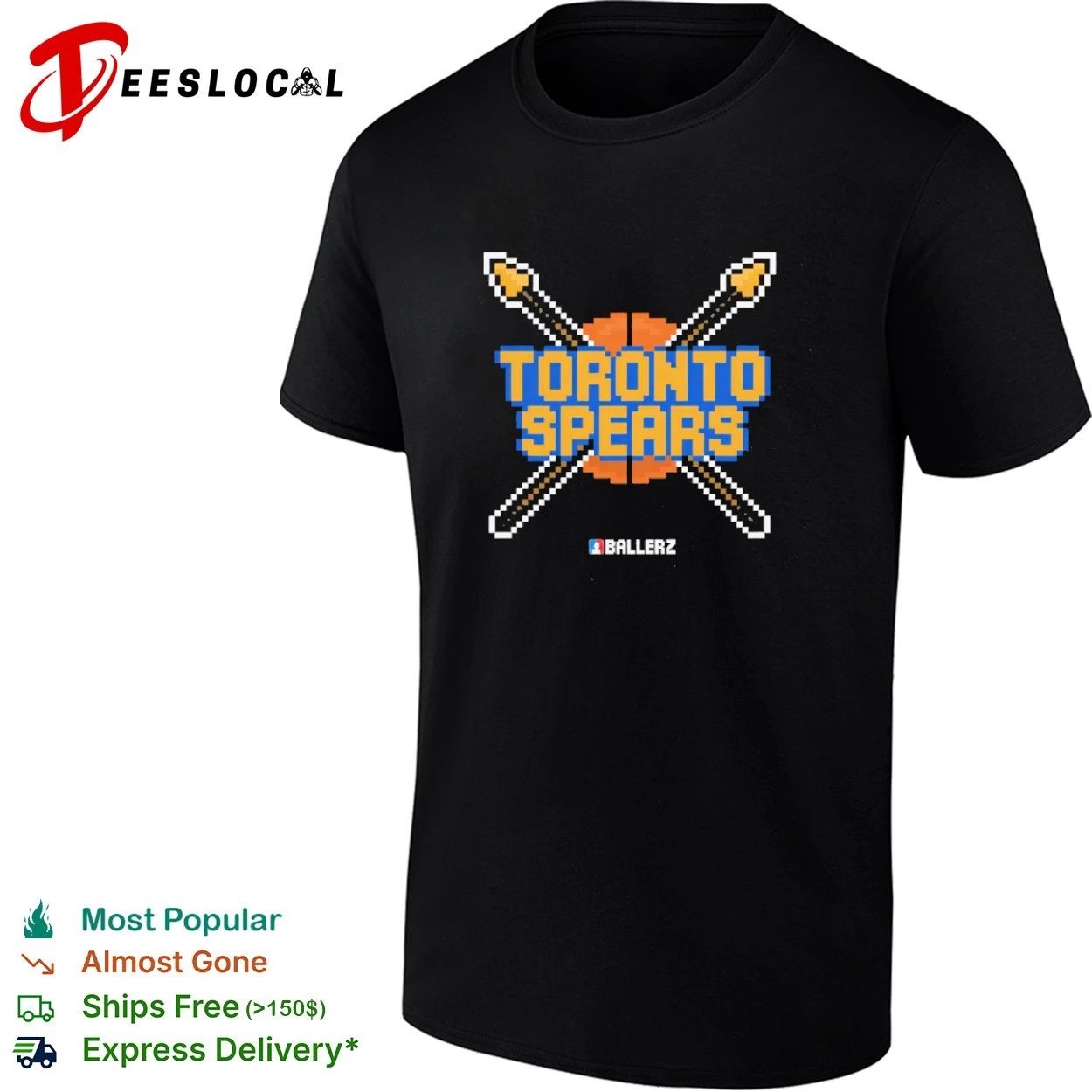 Toronto Spears Ballerz basketball pixel art T-shirt Unisex T-shirt, Sweatshirt, Hoodie, Long Sleeve Tee - T-Shirt, Sweatshirt, Hoodie