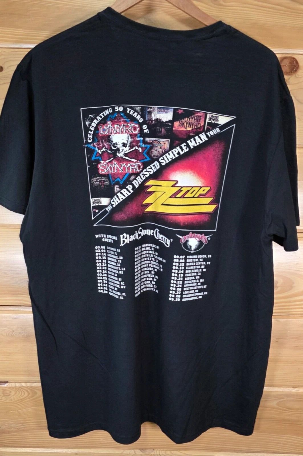 ZZ Top Lynyrd Skynard Band Concert T Shirt Men 2XL Sharp Dressed Simple Man Unisex T-shirt, Sweatshirt, Hoodie, Long Sleeve Tee - T-Shirt, Sweatshirt, Hoodie