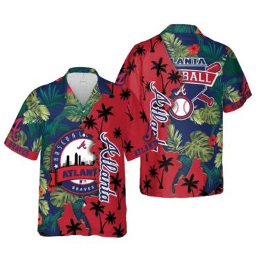 Atlanta Braves Palm Sunset Hawaiian Shirt Unisex T-shirt, Sweatshirt, Hoodie, Long Sleeve Tee - T-Shirt, Sweatshirt, Hoodie