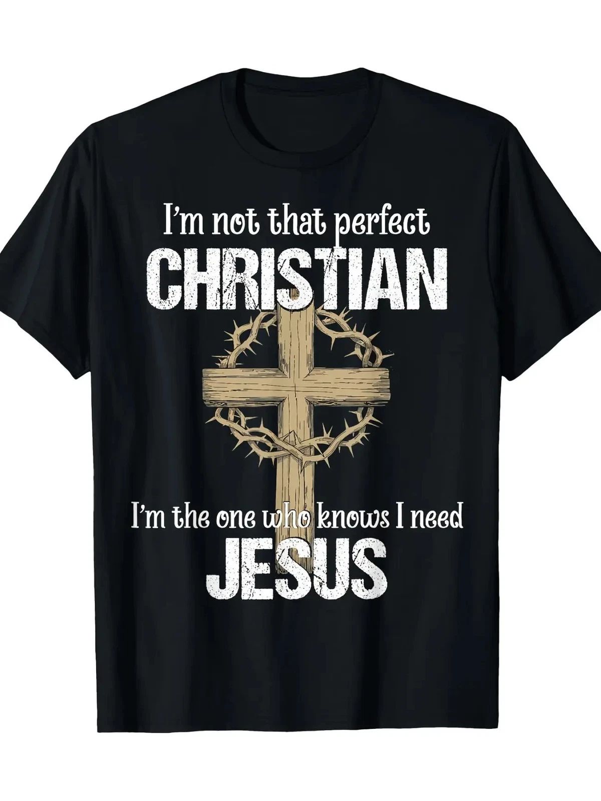 "I'm Not That Perfect" Christian Graphic Tee with Cross Design - 100% Cotton Unisex T-shirt, Sweatshirt, Hoodie, Long Sleeve Tee - T-Shirt, Sweatshirt, Hoodie