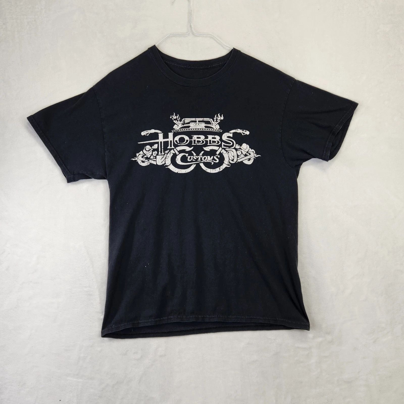 Hobbs Customs Hot Rod Graphic Tee Black Distressed Style Car Shirt XL Unisex T-shirt, Sweatshirt, Hoodie, Long Sleeve Tee - T-Shirt, Sweatshirt, Hoodie