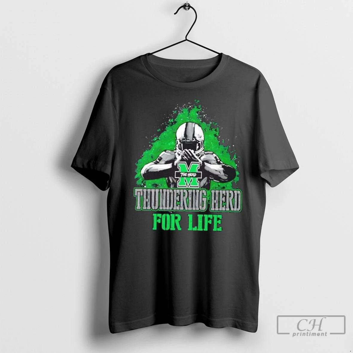 Premium Marshall Thundering Herd Football For Life Unisex T-shirt, Sweatshirt, Hoodie, Long Sleeve Tee - T-Shirt, Sweatshirt, Hoodie