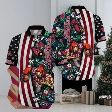 Arizona Cardinals Stars and Tropics Hawaiian Shirt Unisex T-shirt, Sweatshirt, Hoodie, Long Sleeve Tee - T-Shirt, Sweatshirt, Hoodie