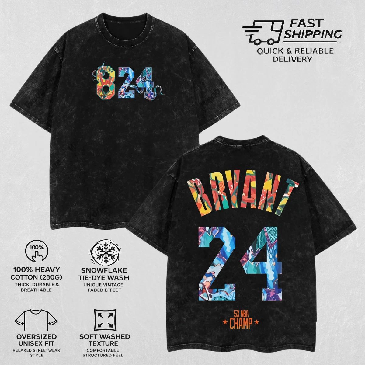 Retro Kobe Bryant Acid Washed T-shirt Heavy Cotton Graphic Tee Basketball Top Unisex T-shirt, Sweatshirt, Hoodie, Long Sleeve Tee - T-Shirt, Sweatshirt, Hoodie