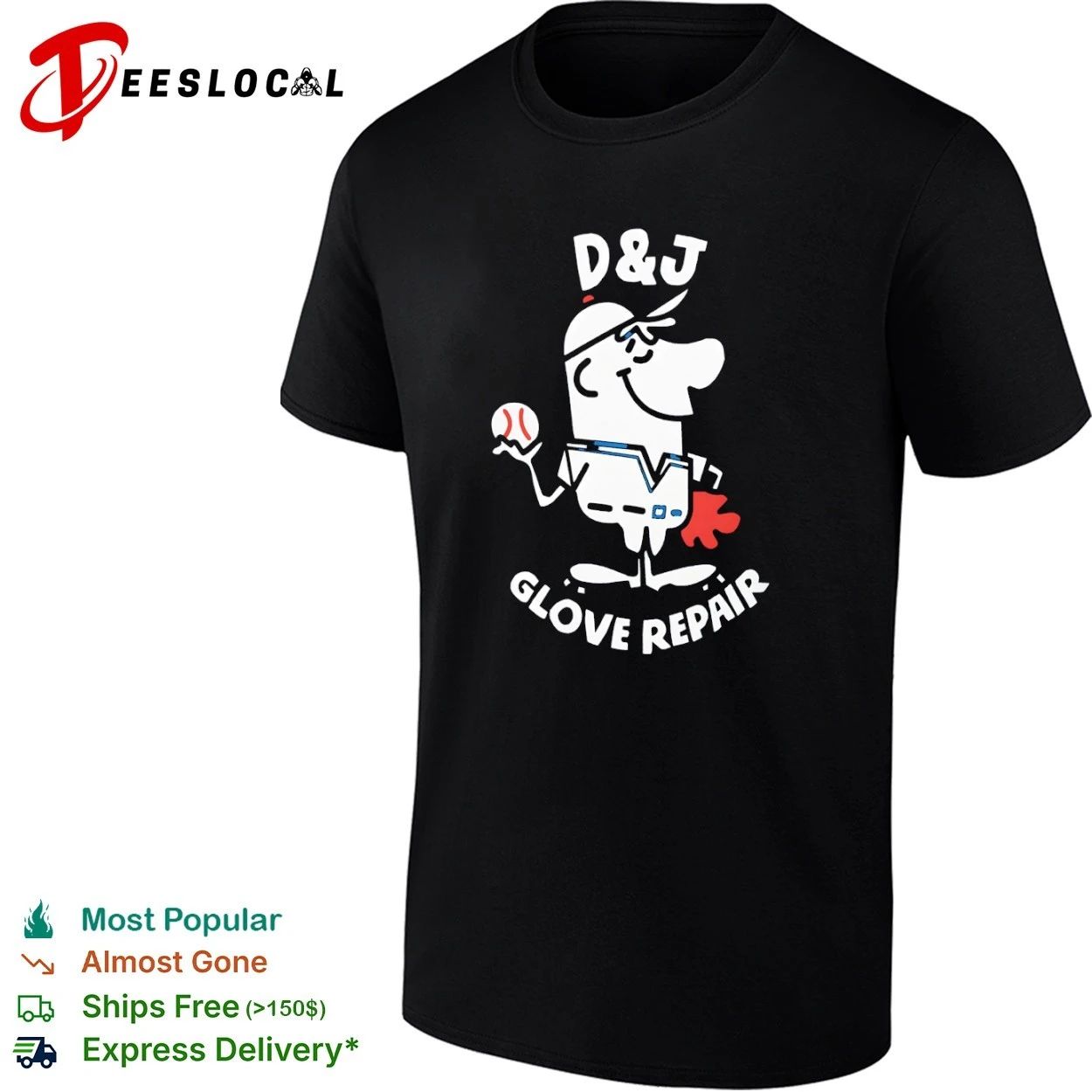 D&J Glove Repair baseball vintage sports T-shirt Unisex T-shirt, Sweatshirt, Hoodie, Long Sleeve Tee - T-Shirt, Sweatshirt, Hoodie