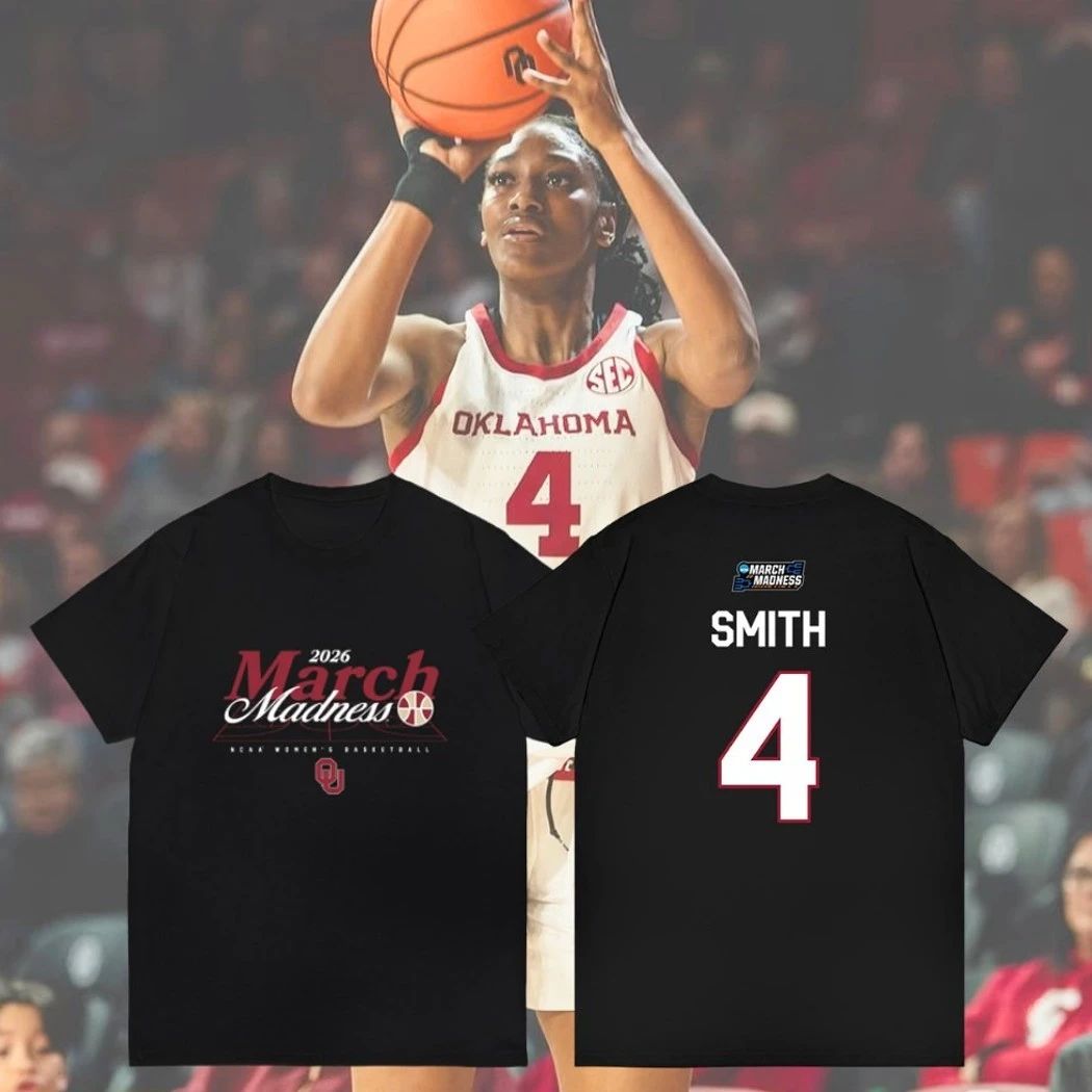 Smith #4 Oklahoma Sooners Womens Basketball 2026 March Madness Souvenir Shirt Unisex T-shirt, Sweatshirt, Hoodie, Long Sleeve Tee - T-Shirt, Sweatshirt, Hoodie