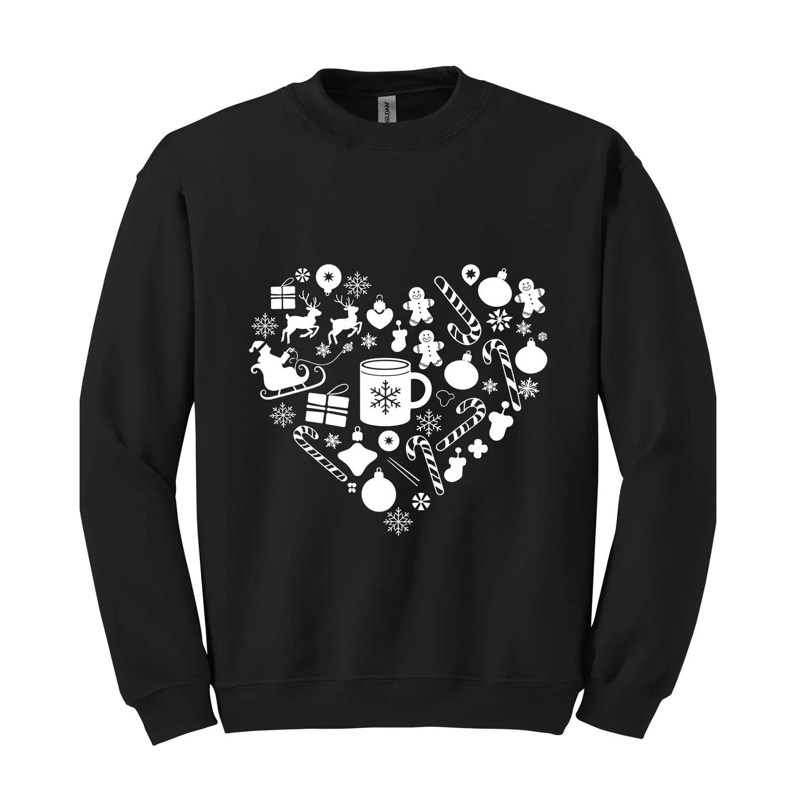 Christmas Heart Sweatshirt, Cute Christmas Hoodie, Holiday Hoodie, Gift for Chri Unisex T-shirt, Sweatshirt, Hoodie, Long Sleeve Tee - T-Shirt, Sweatshirt, Hoodie