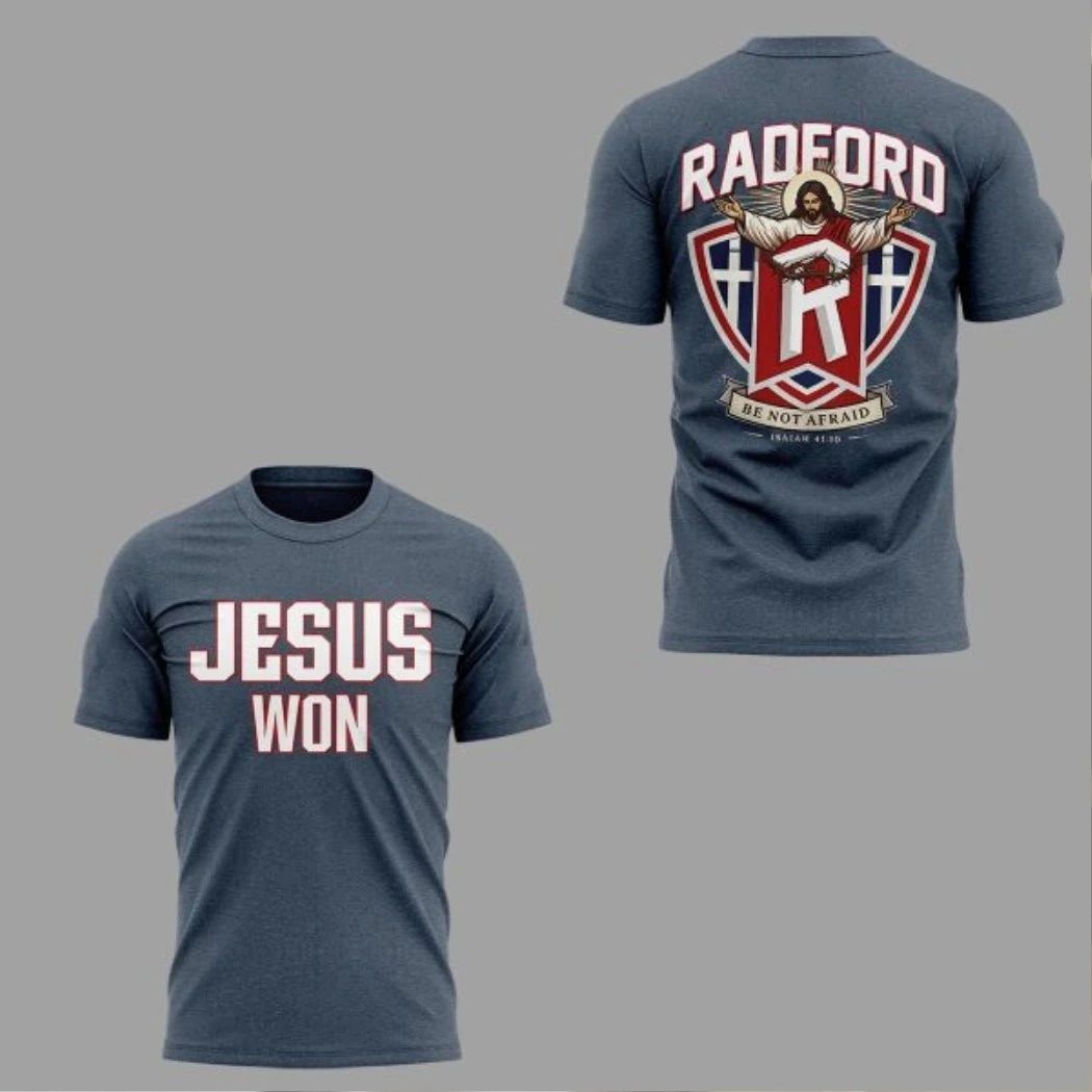 Radford Highlanders Baseball 2026 Jesus Won Short-Sleeve Logo Two Sided Shirt Unisex T-shirt, Sweatshirt, Hoodie, Long Sleeve Tee - T-Shirt, Sweatshirt, Hoodie