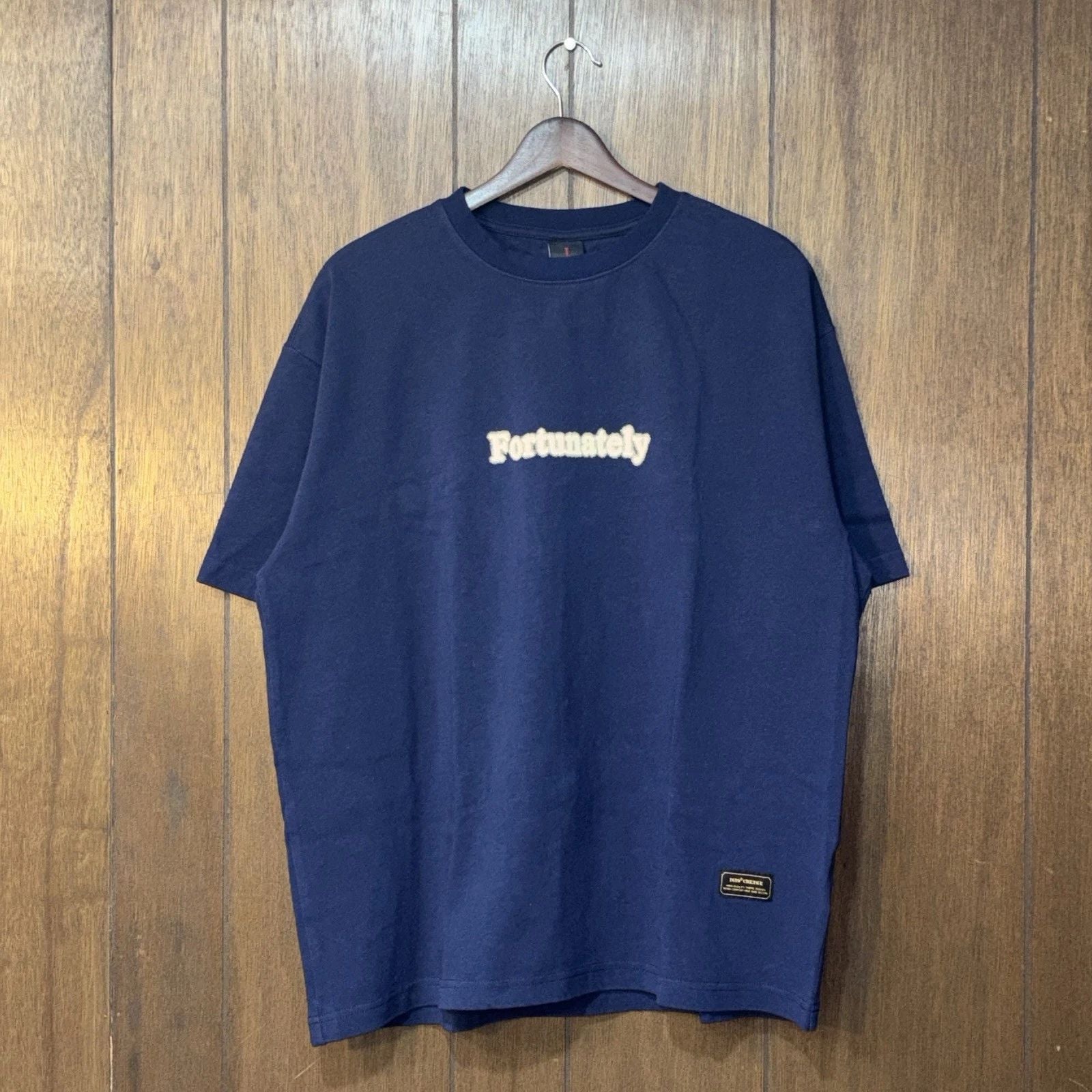Mens Graphic T-Shirt Navy Blue "Fortunately" Minimalist Streetwear Size L Unisex T-shirt, Sweatshirt, Hoodie, Long Sleeve Tee - T-Shirt, Sweatshirt, Hoodie