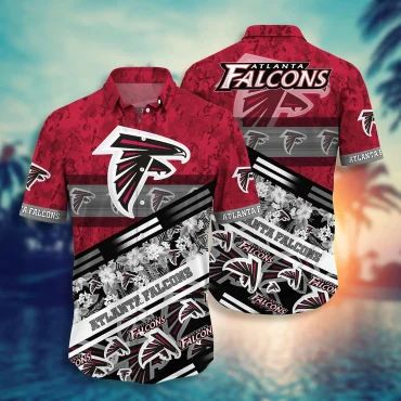 Atlanta Falcons Floral Stripes Hawaiian Shirt Unisex T-shirt, Sweatshirt, Hoodie, Long Sleeve Tee - T-Shirt, Sweatshirt, Hoodie