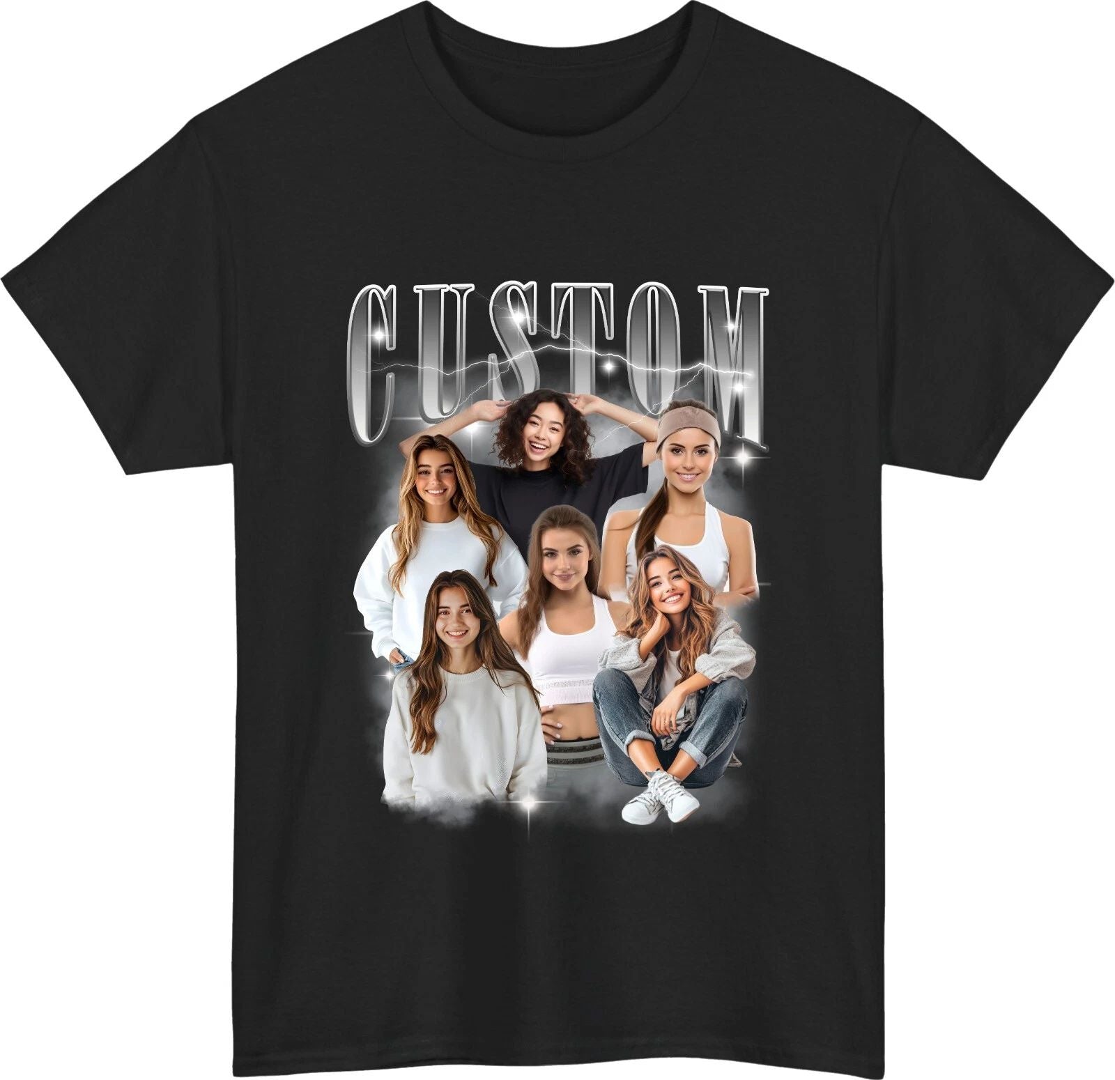 Personalised Bootleg T-Shirt  Retro Custom Rap with Name & Photos Gift Tee Top Unisex T-shirt, Sweatshirt, Hoodie, Long Sleeve Tee - T-Shirt, Sweatshirt, Hoodie