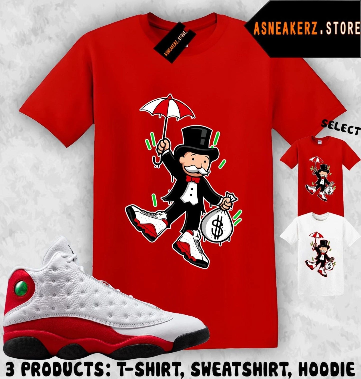 Shirt Match AJ 13 Chicago 2026 Sneaker Matching Tee Sneakerhead Monopoly T-Shirt Unisex T-shirt, Sweatshirt, Hoodie, Long Sleeve Tee - T-Shirt, Sweatshirt, Hoodie