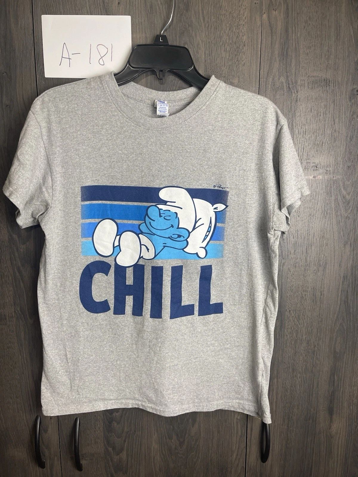 Smurfs Shirt Men M Gray Graphic Tee Lazy Smurf Chill Quote Brisco Brands License Unisex T-shirt, Sweatshirt, Hoodie, Long Sleeve Tee - T-Shirt, Sweatshirt, Hoodie
