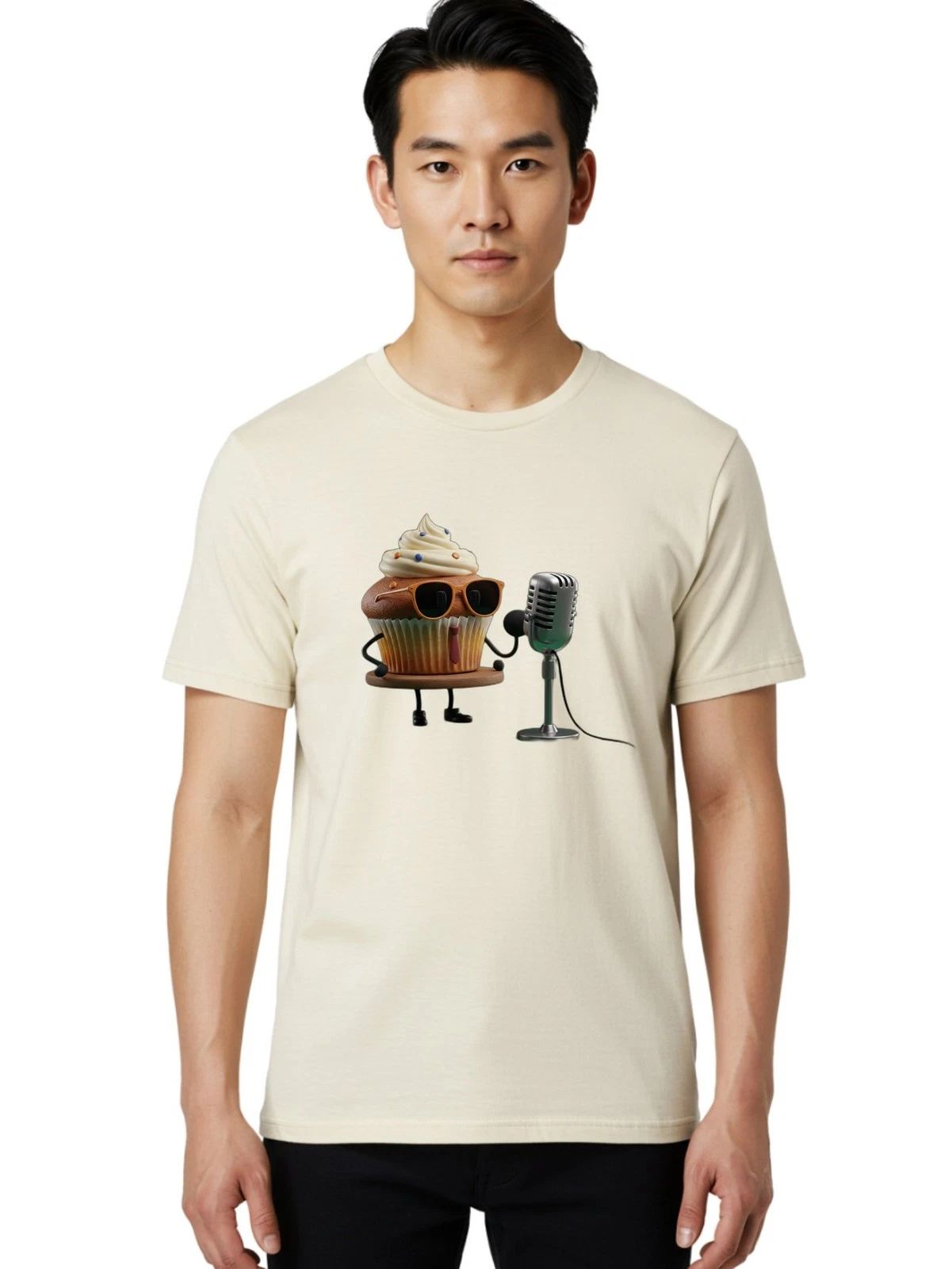Cupcake-With-Sunglasses Mens Graphic Tee, 100% Cotton, Casual Summer Wear Unisex T-shirt, Sweatshirt, Hoodie, Long Sleeve Tee - T-Shirt, Sweatshirt, Hoodie
