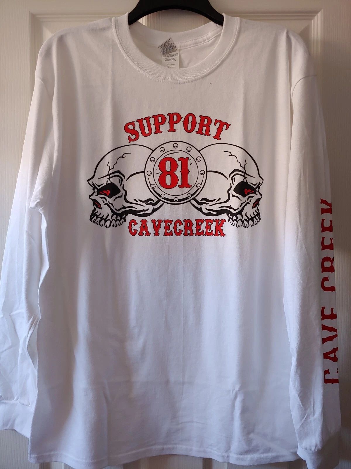 Hells Angels Cave Creek Support 81- Mens - 2SKULLS Long Sleeved White T-Shirt Unisex T-shirt, Sweatshirt, Hoodie, Long Sleeve Tee - T-Shirt, Sweatshirt, Hoodie
